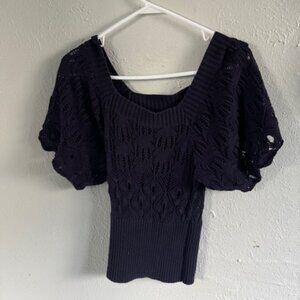 Blue Crochet Kint Top